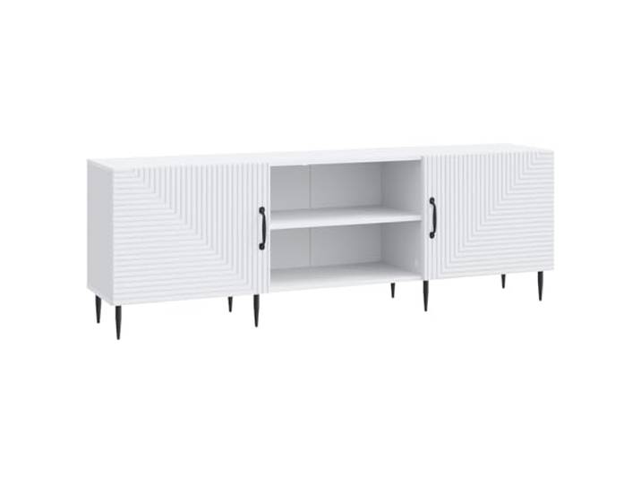 Roanoer TV Lowboard Weiß 150x31x50 cm Vintage TV-Schrank mit Türen Eleganter Medienschrank für Wohnzimmer und Schlafzimmer mit geräumigen Fächern, metallenen Beinen sowie stabiler Ablage.