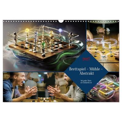 Brettspiel - Mühle - Abstrakt (Wandkalender 2027 DIN A3 quer), CALVENDO Monatskalender