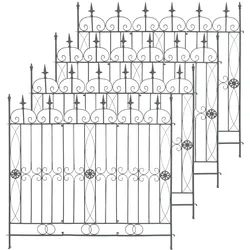 CLP 4er Set Eisen-Gartenzäune Mangold Eisen, modularer Steckzaun ohne Betonieren, Rankzaun im Landhausstil für Garten und Terrasse