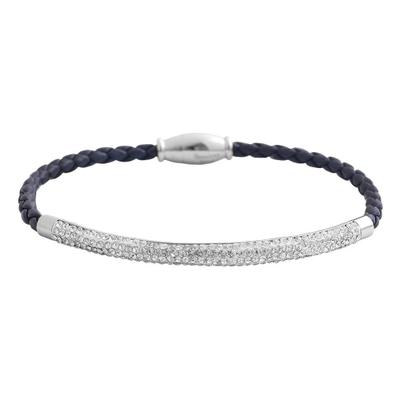 Armreif ADELIA´S "Armband – Armreif aus Leder mit Strass Steinchen 19 cm", blau, Armbänder, Damen, 19cm, Leder, Armreif, Schöne Geschenkidee zum Jubiläum