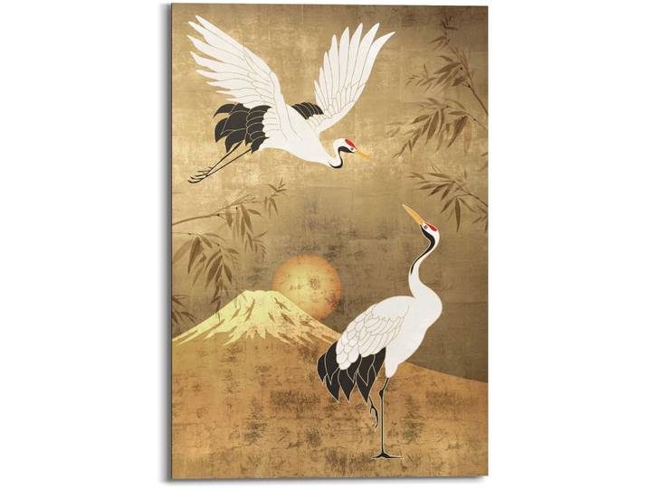 Wandbild REINDERS Kraniche , gold (farbe bild(er): goldfarben), B:60cm H:90cm T:2cm, Holzwerkstoff, Bilder, Wandbild
