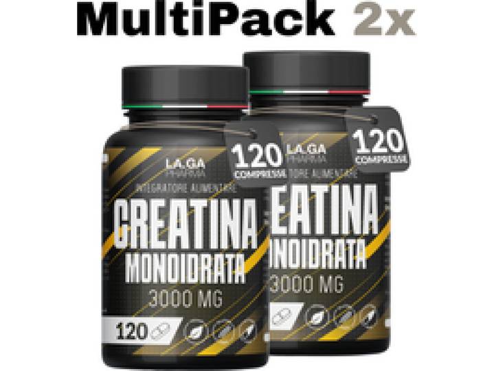 [2 STUKS PROMO] Creatine Monohydraat 120 tabletten van 3000 mg Creatine Pura per dosering. Creatine Monohydraat voor spiermassa en energieboost. Creatine voor en na het trainen. Creatine Gemaakt in