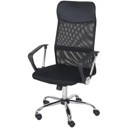 Décoshop26 - Ergonomischer Drehbürostuhl auf Rollen mit schwarzem Synthetikbezug 04_0001897