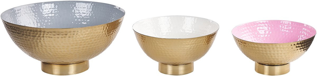 Beliani Decoratieve schalen set van 3 - Goud - IJzer