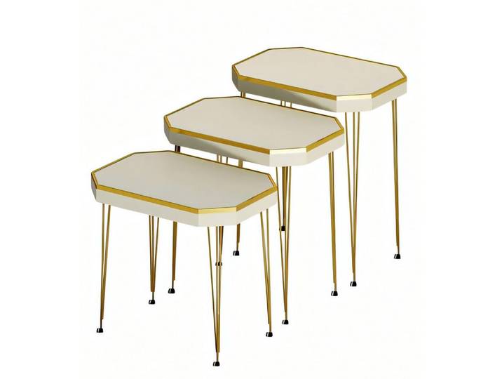 Xlmoebel Beistelltisch Moderne weiße Holz-Tische im eleganten Stil, vielseitig einsetzba (3er-Set, 3-St., 3er-Set), Made in Europa