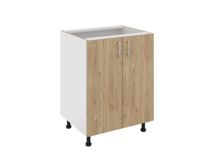 Meuble bas haaus Karo 2 portes Bois Naturel/Blanc 60 x 50 x 80 cm