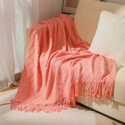 Shop Station Soft Knitted Throw Blanket With Tassels Cozy Nordic Sofa & Bed Accent For All Seasons pink 50.00 70.87 In
