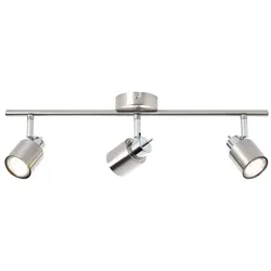 BRILLIANT Lampe Andres Spotrohr 3flg nickel/chrom   3x PAR51, GU10, 10W, geeignet für Reflektorlampen (nicht enthalten)   Köpfe schwenkbar