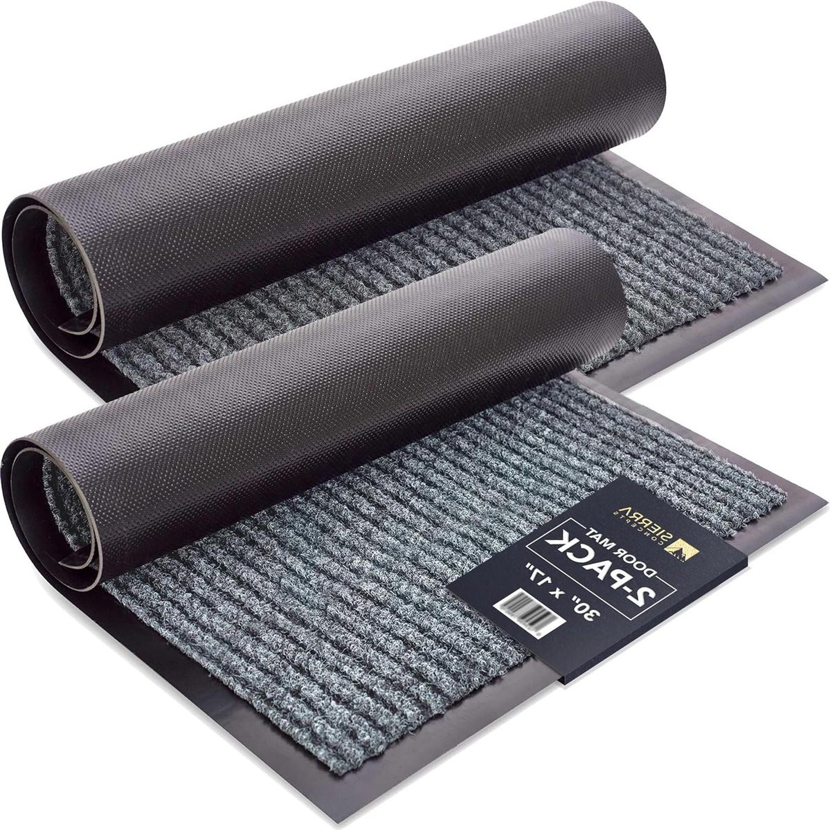 Mat Welkom Voordeur Matten Set - Houtskool Grijs Design - 76 x 43 cm