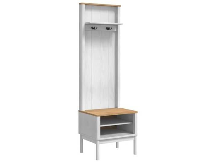 HBBMGYD Flurmöbel Floro weiß 50 x 40 x 158 cm Massives Kiefernholz, glatte Textur, integrierte Haken, Regale, minimalistisches Design, Eingang, zeitgenössisch