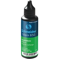 6x Schneider, Ersatzpatronen + Tintenfass, Nachfülltinte 650 grün (Grün, 50 ml)
