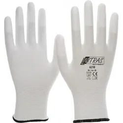 NITRAS Nylonhandschuhe Gr. 7 PU Fingerkuppen weiß 6210