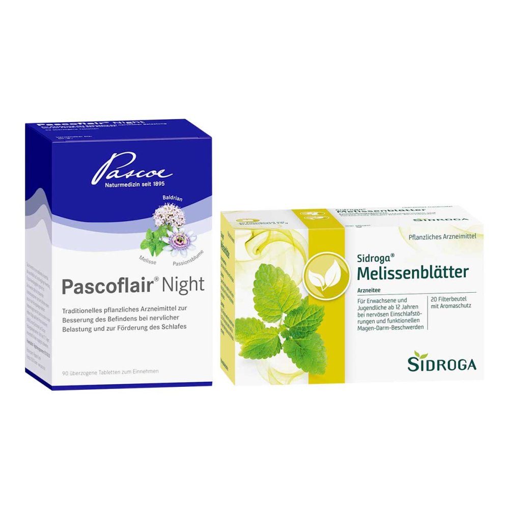 Pascoflair Night Tabletten + Sidroga Melissenblätter Tee 08105640