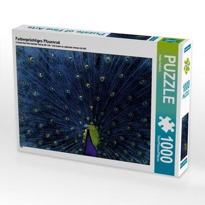 CALVENDO Puzzle Farbenprächtiges Pfauenrad | 1000 Teile Lege-Größe 64x48cm Foto-Puzzle für glückliche Stunden