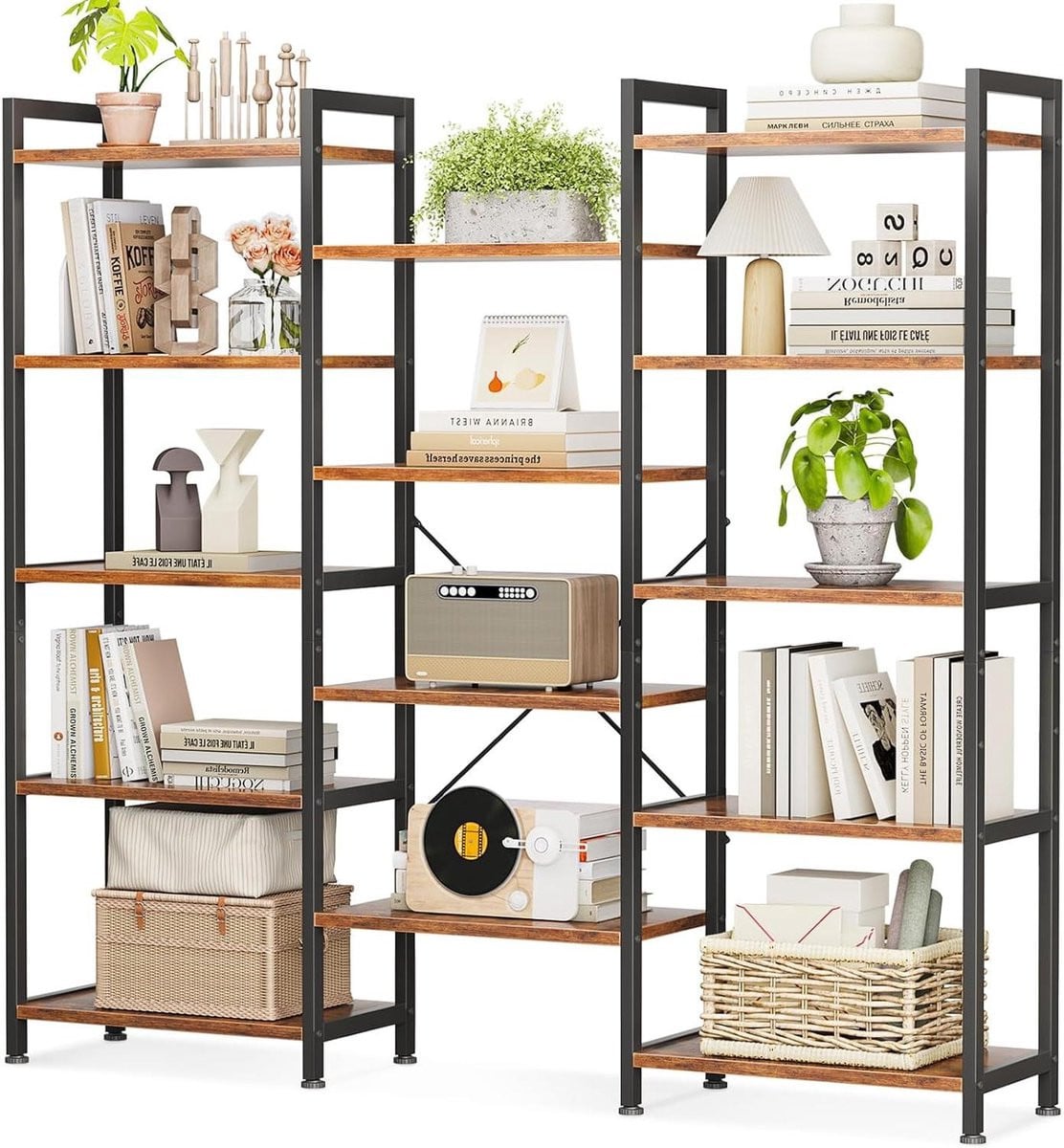 Bruine boekenkast met opbergruimte, Hoogte: 145.5 cm