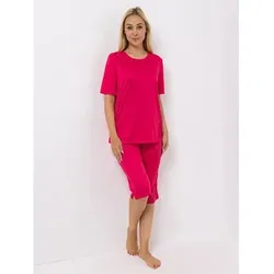 LITTLE ROSE Pyjama-Set Mikrofaser Shirt, 1/2-Arm Caprihose