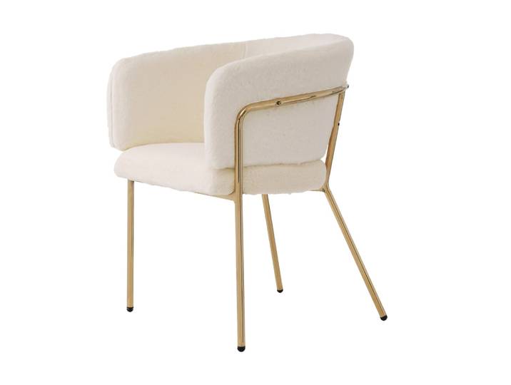Chaise salle à manger confortable fourrure, rembourrée, beige