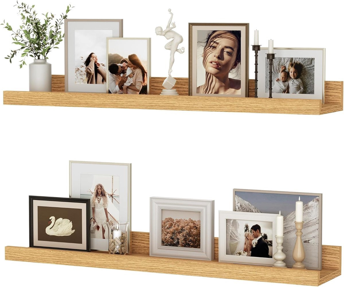 Dnntunk Wandplankenset van 2 stuks, 60 cm, industrieel design voor fotolijsten en decoratie