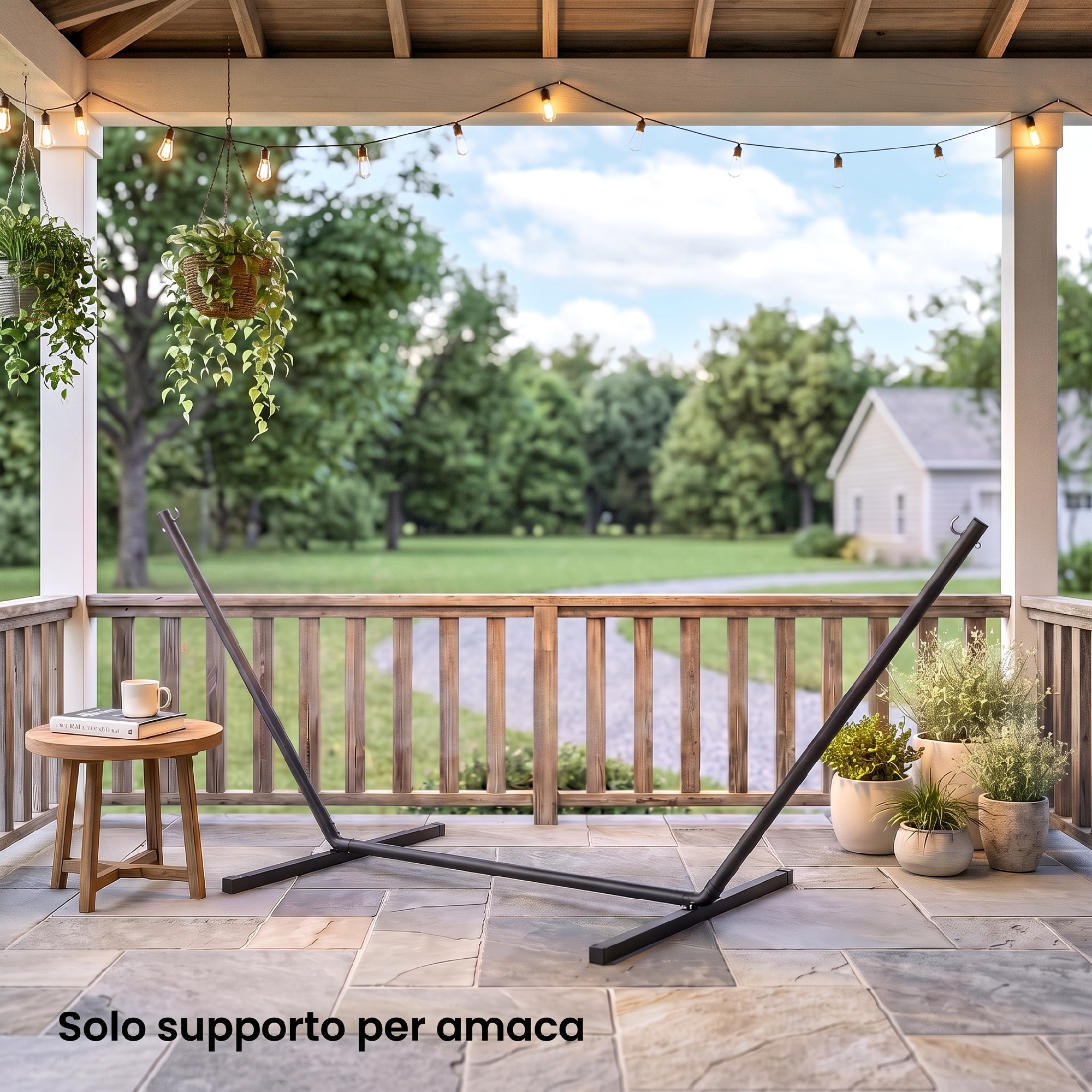 Outsunny Struttura Portante per Amaca Supporto Max. 120 Kg Metallo 360x92x115cm Aosom