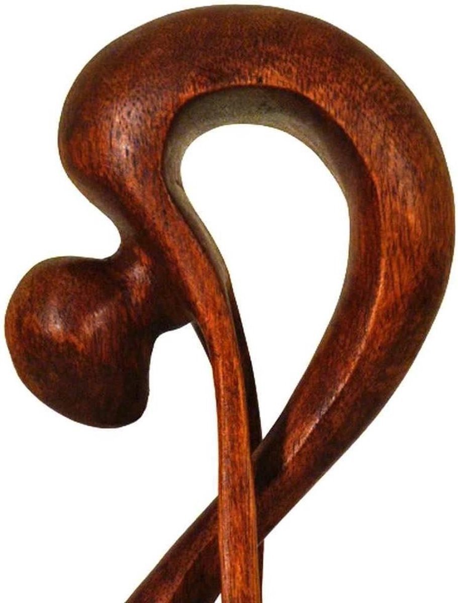 Houten Figuur Sculptuur - Abstract Beeld voor Huisdecoratie - Handgesneden Suarhout - Bruin - Hoogte: 10 cm