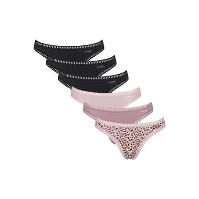 String SLOGGI "String GO Crush String C6P 6er Pack", Damen, Gr. S, bunt (schwarz, rosa), Obermaterial: 95% Baumwolle CO. 5% Elasthan EL., Unterhosen String