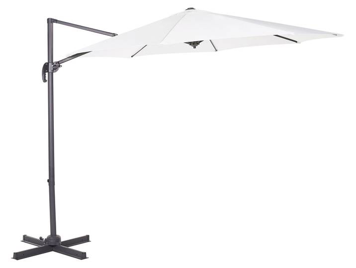 BELIANI Ampelschirm Cremeweiß Polyester Rund ⌀ 300 cm Kreuzfuß Terrasse Garten