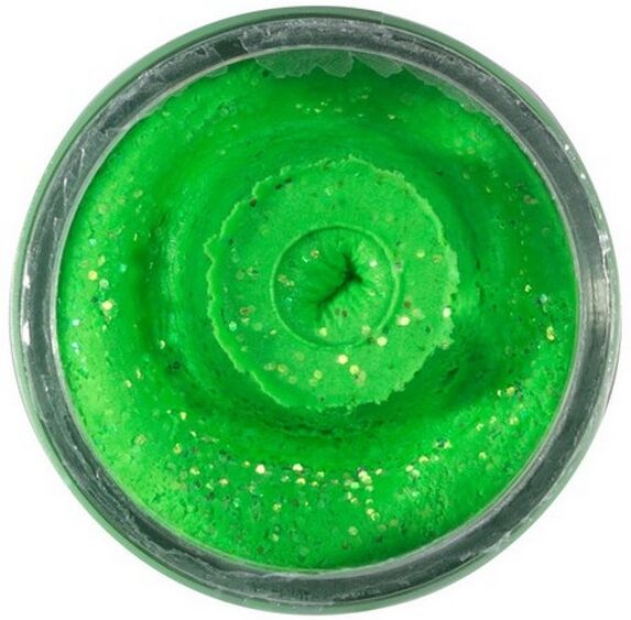 Berkley Powerbait Natural Glitter Trout Dough-Garlic-Spring Green Glitter