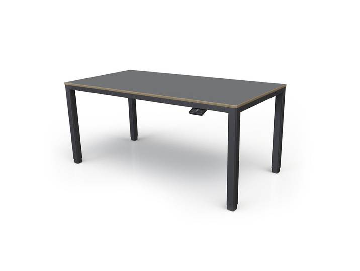 Elektrisch höhenverstellbarer Konferenztisch 200x100 cm, Multiplex Dunkelgrau/Schwarz - Yaasa Desk Four mit 4 Beinen