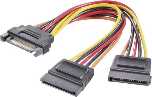 Renkforce Strom Y-Adapter [1x SATA-Strom-Stecker 15pol. - 2x SATA-Strom-Buchse 15pol.] 0.15m Schwarz, Rot, Gelb
