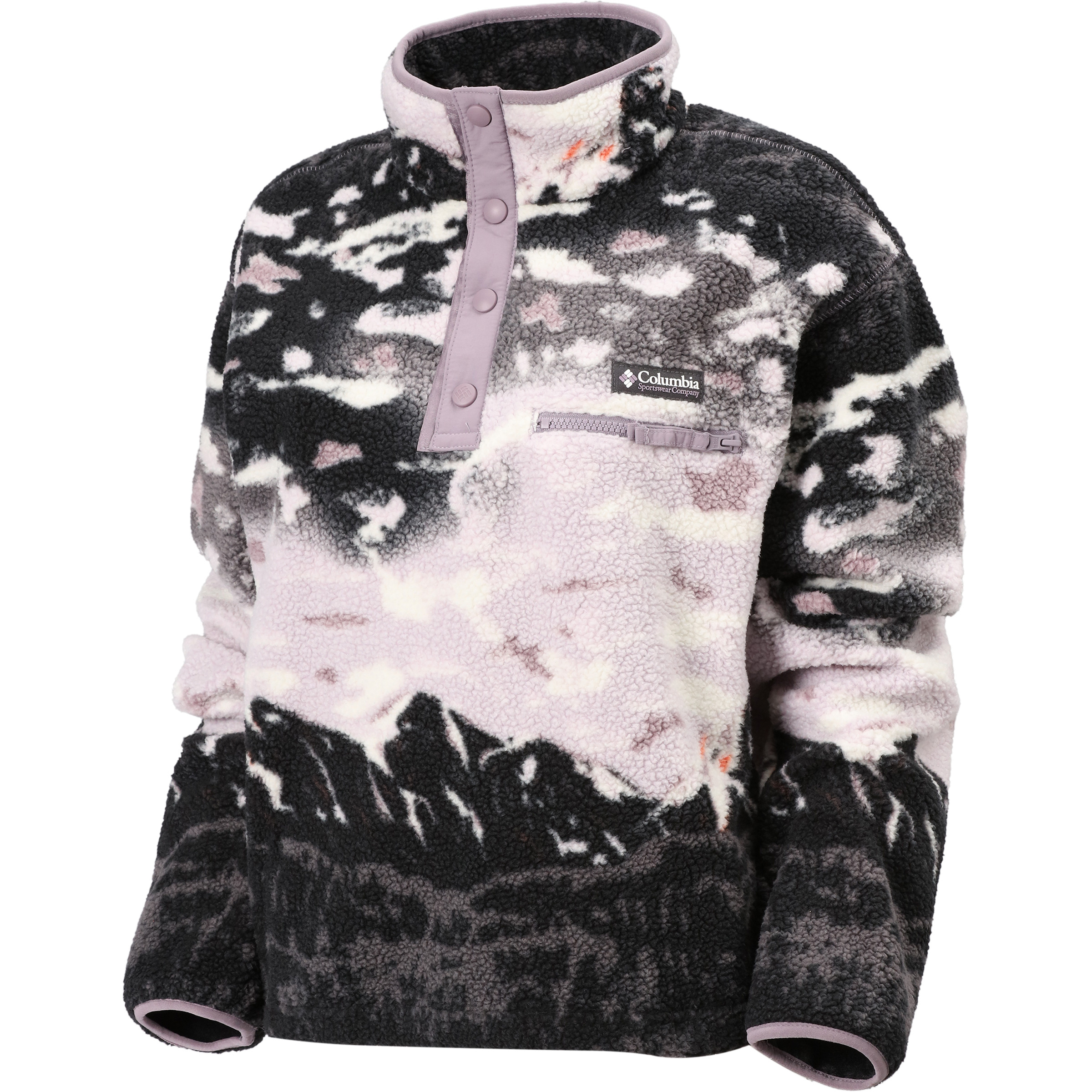 Columbia Helvetia II Printed Cropped Damen Pullover lila Größe L Lifestyle Widerstandsfähig