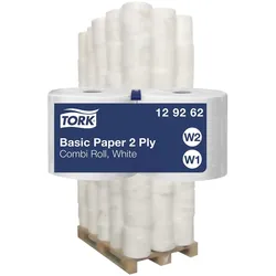 Tork Standard Papierwischtücher, Kombirolle W1/2, Haushaltspapier, Weiss