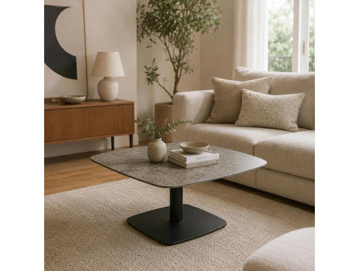 Table Basse Carrée Relevable Céramique Effet Métal Lugano
