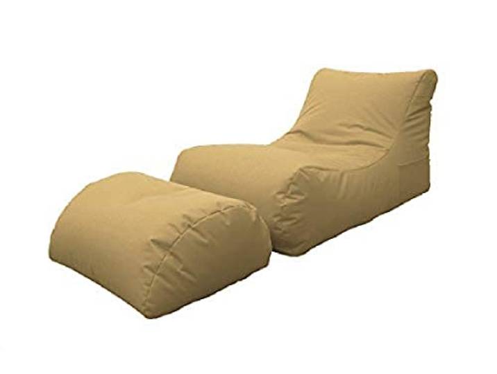 Dmora Moderne Chaiselongue fürs Wohnzimmer, Made in Italy, Sessel mit Fußstütze aus Nylon, Gepolsterter Sitzpuff für Schlafzimmer, 120x80h60 cm, Farbe Beige