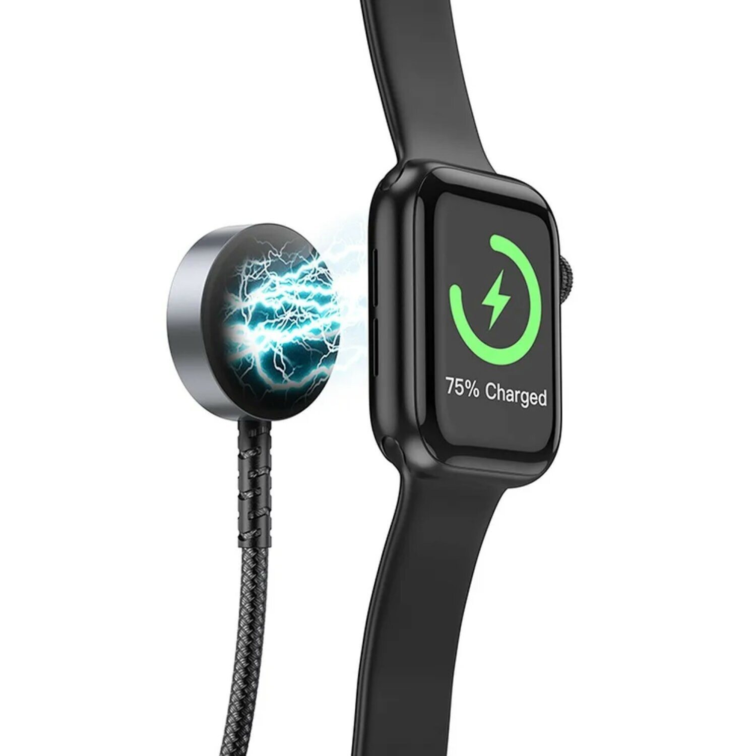 Hoco CW54 2-in-1 inductieve oplader voor Apple Watch en Lightning PD QC 3A oplaadkabel, 1,2 meter, zwart