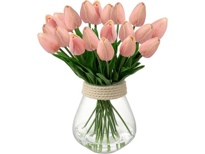 Künstliche Tulpen 20 Stück Set Rosa 34 cm, Kunststoff, 34 cm, Dekoration, Blumen & Blumentöpfe, Kunstblumen