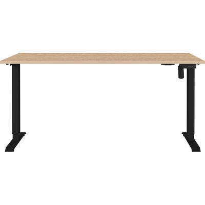 Schreibtisch GERMANIA "Boras, elektrisch höhenverstellbar", lindberg, eiche, nachbildung, schwarz, schwarz, lindberg, eiche, nachbildung, B:180cm H:120cm T:80cm, Tische, Schreibtisch, Breite 120/140/160/180 cm, Metallgestell, elektrisch...