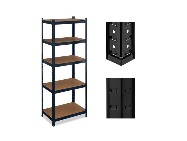 Relaxdays Schwerlastregal Schwarz 5 Ebenen, Metall, Kunststoff, 70x180x45 cm, Freizeit & Co, Heimwerken, Werkstatteinrichtung, Schwerlastregal