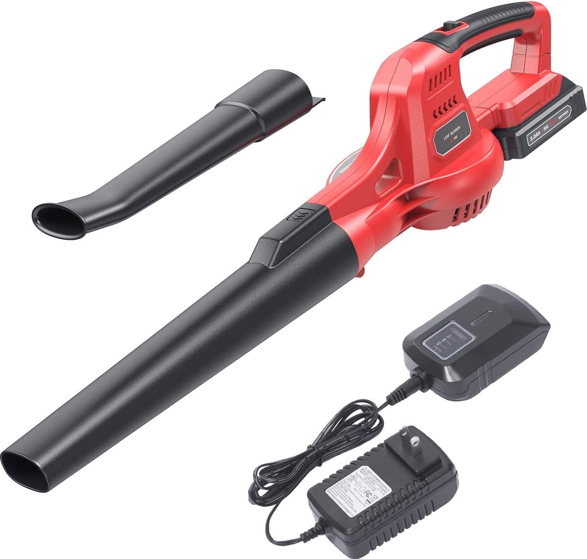 Draadloze bladblazer met lithium-accu, 20V, 190 km/u, rood