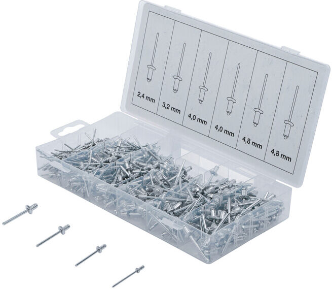 Assortiment de rivets pop aluminium 2,4 - 4,8 mm 400 pièces BGS ; BGS technic (8058)