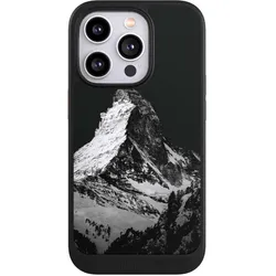 Nivocase Hülle für Apple iPhone 14 Pro Handyhülle NIVOcore Case Schwarz Alpspitze Berg Schnee (Apple iPhone 14 Pro), Smartphone Hülle, Schwarz