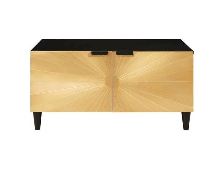PROMOTION Table basse Table de salon VENT-FLASH Table de Canapé Noir et or 80x50x40 cm 655072