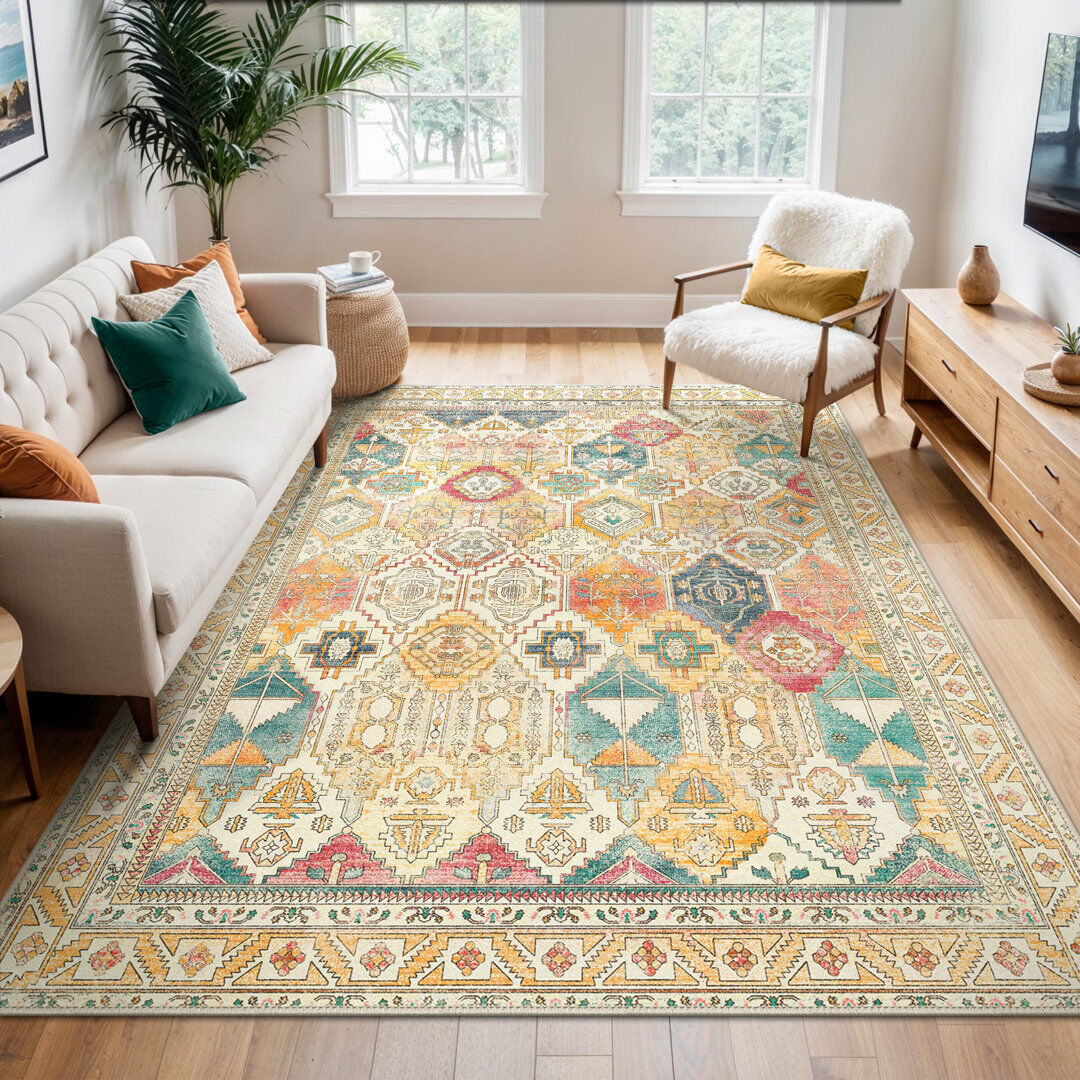 Latitude Vive Machine Printed Area Rug Red/Beige Rectangle 120 x 170 cm