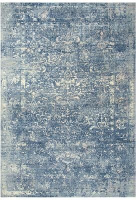 Alora Decor Essential Blue, Grey, and Cream Fleur De Lis Wool Blend Rug