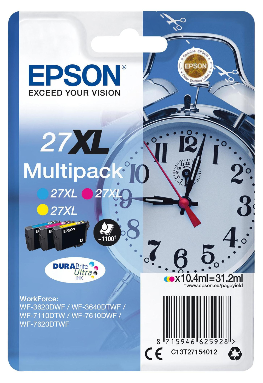 Epson DURABrite Ultra Ink 27 XL Multipack 3 kleuren T 2715
