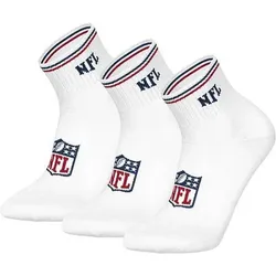 NFL Unisex Quarter-Socken, 3er Pack - NFL Shield 3Pack Quarter Socks, Logo, Streifen, Baumwollmischung, Größe 43-46 in Weiß Weiß