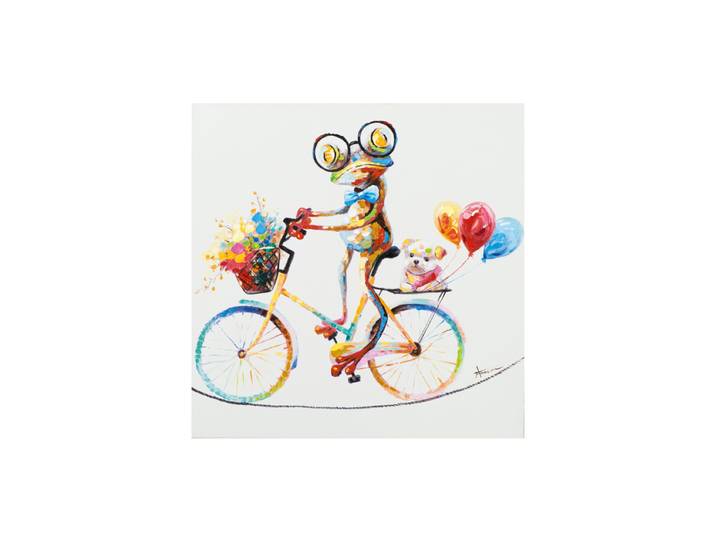 Handbemaltes Bild „Neugieriger Frosch“ 70 x 70 cm Multicolor Crea Collection