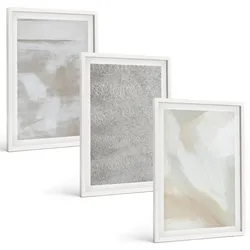 BILDER SET 3er Set - 40x60 cm Weißer Rahmen - Abstraktes modernes Design