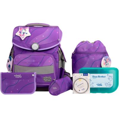 Schulranzen SCHOOL-MOOD "Timeless Pro", Kinder, Gr. B/H/T: 36cm x 42cm x 21cm, lila (marie (pegasus) mit moodie willi wissbegier), Polyester, Rucksäcke