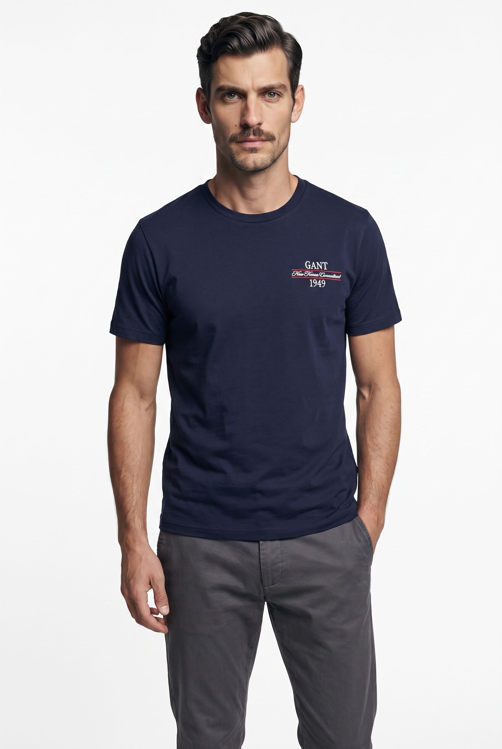 T-Shirt GANT "GRAPHIC", Herren, Gr. S, evening blau, Jersey, Obermaterial: 100% Baumwolle, normal, Rundhals, Shirts T-Shirt evening blau S