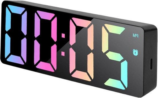 Digitale spiegelwekker met LED-display - Zwart - Breedte: 16 cm
